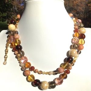 Joan Rivers Long Glass Bead Necklace, Fall Colors 36" garnet amber citrine